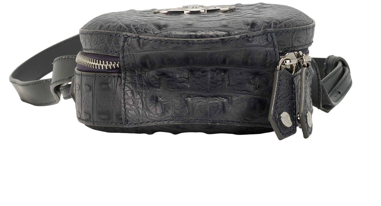 Orb Round Crossbody, &pound;95, Handbags, Grey, Leather, Top view